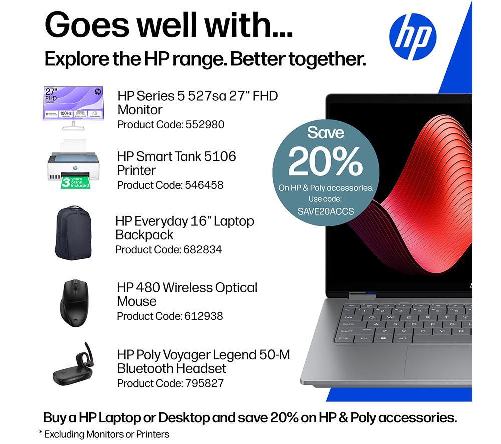 HP OmniBook X Flip NGAI 14" 2 in 1 Laptop - AMD Ryzen AI 5, 512 GB SSD, Meteor Silver