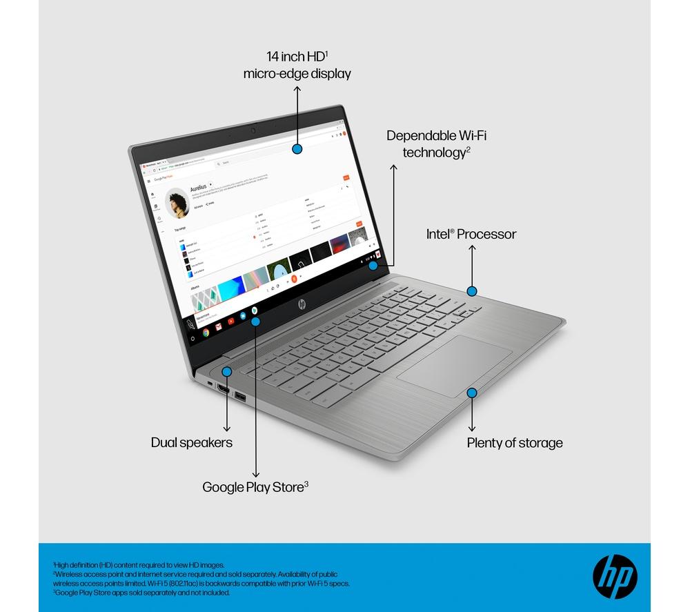 HP 14a-ne1500sa 14" Chromebook - Intel® Celeron®, 64 GB eMMC, Grey