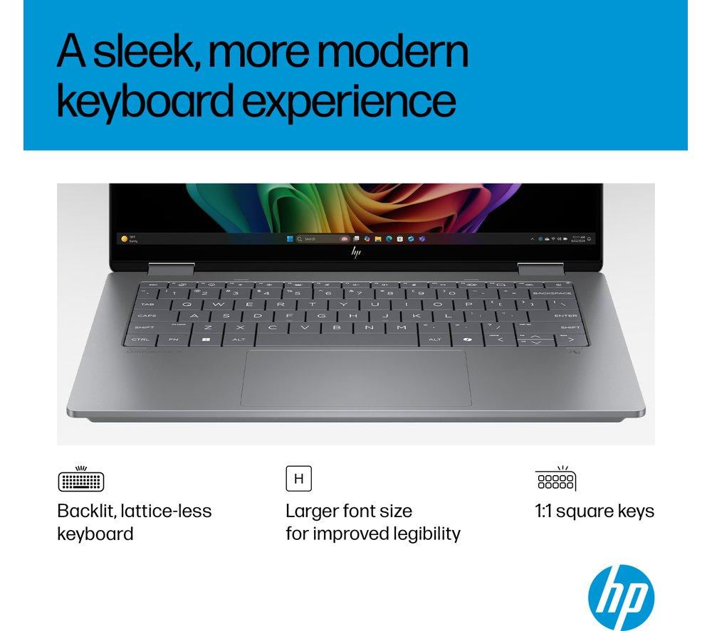 HP OmniBook X Flip NGAI 14" 2 in 1 Laptop - AMD Ryzen AI 7, 1 TB SSD, Meteor Silver