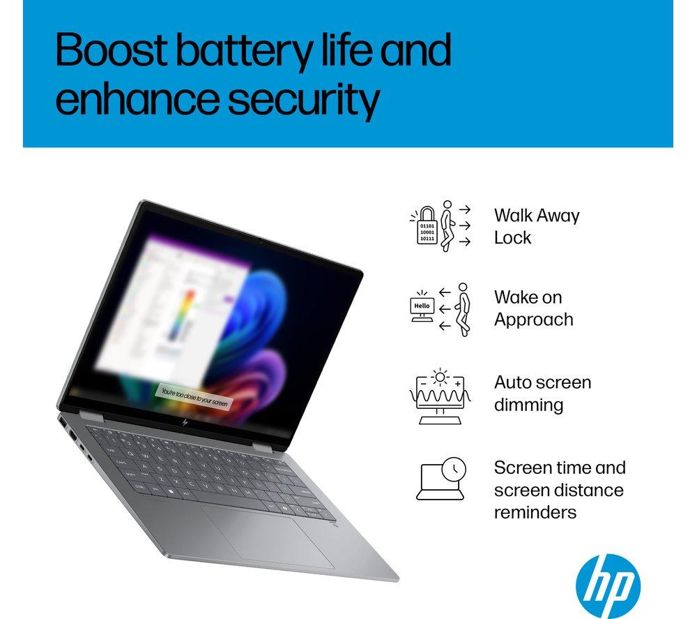 HP OmniBook X Flip NGAI 14" 2 in 1 Laptop - AMD Ryzen AI 7, 1 TB SSD, Meteor Silver