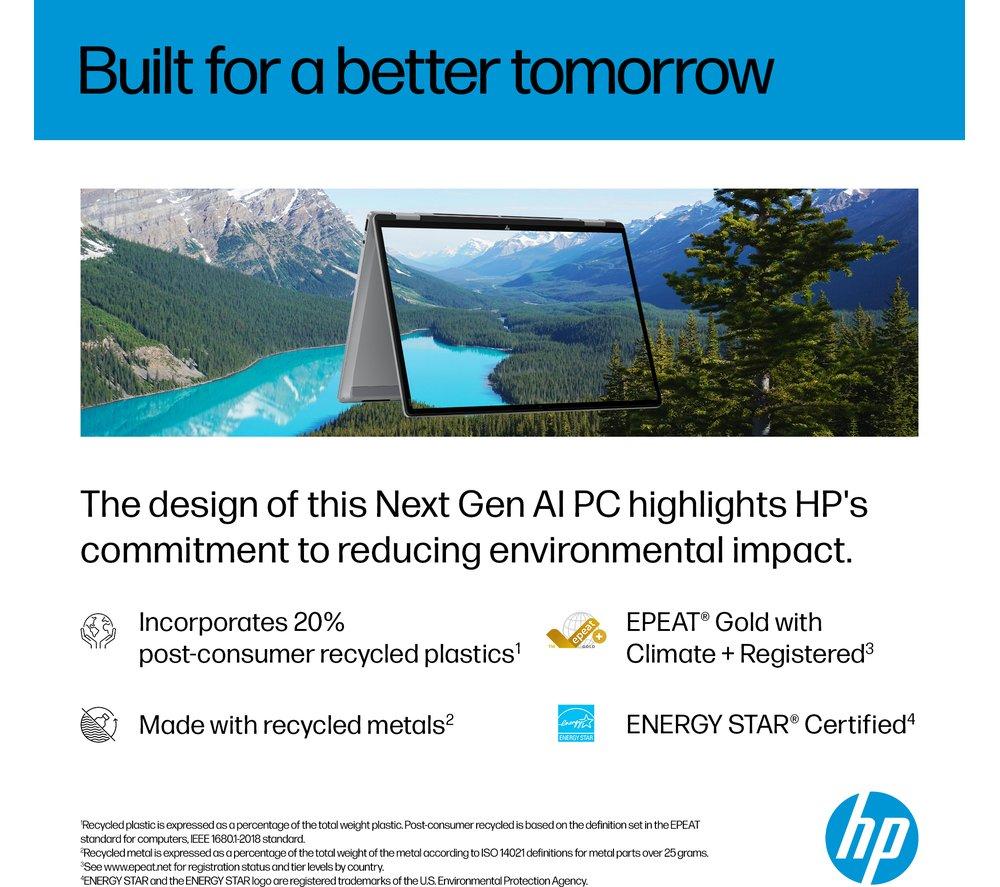 HP OmniBook X Flip NGAI 14" 2 in 1 Laptop - AMD Ryzen AI 7, 1 TB SSD, Meteor Silver
