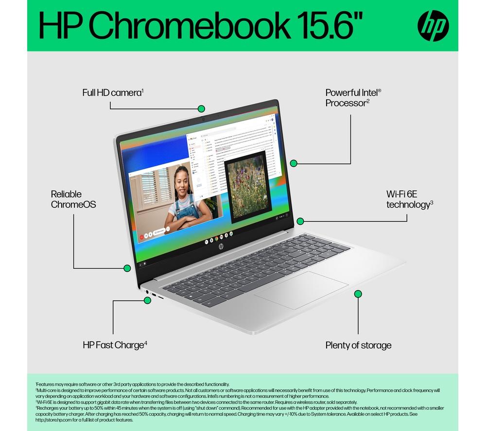 HP 15a-nb0503sa 15.6" Chromebook - Intel® N100, 128 GB UFS, Silver