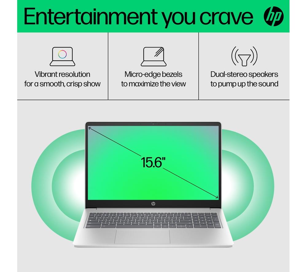 HP 15a-nb0503sa 15.6" Chromebook - Intel® N100, 128 GB UFS, Silver