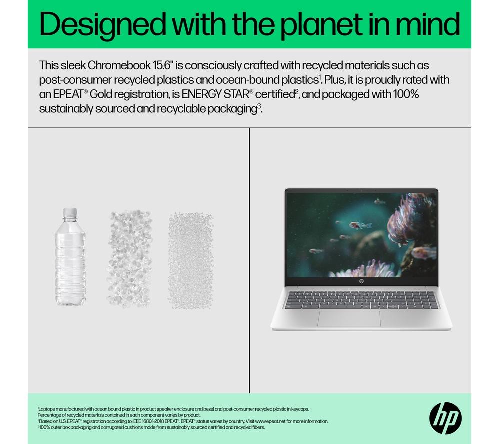 HP 15a-nb0503sa 15.6" Chromebook - Intel® N100, 128 GB UFS, Silver