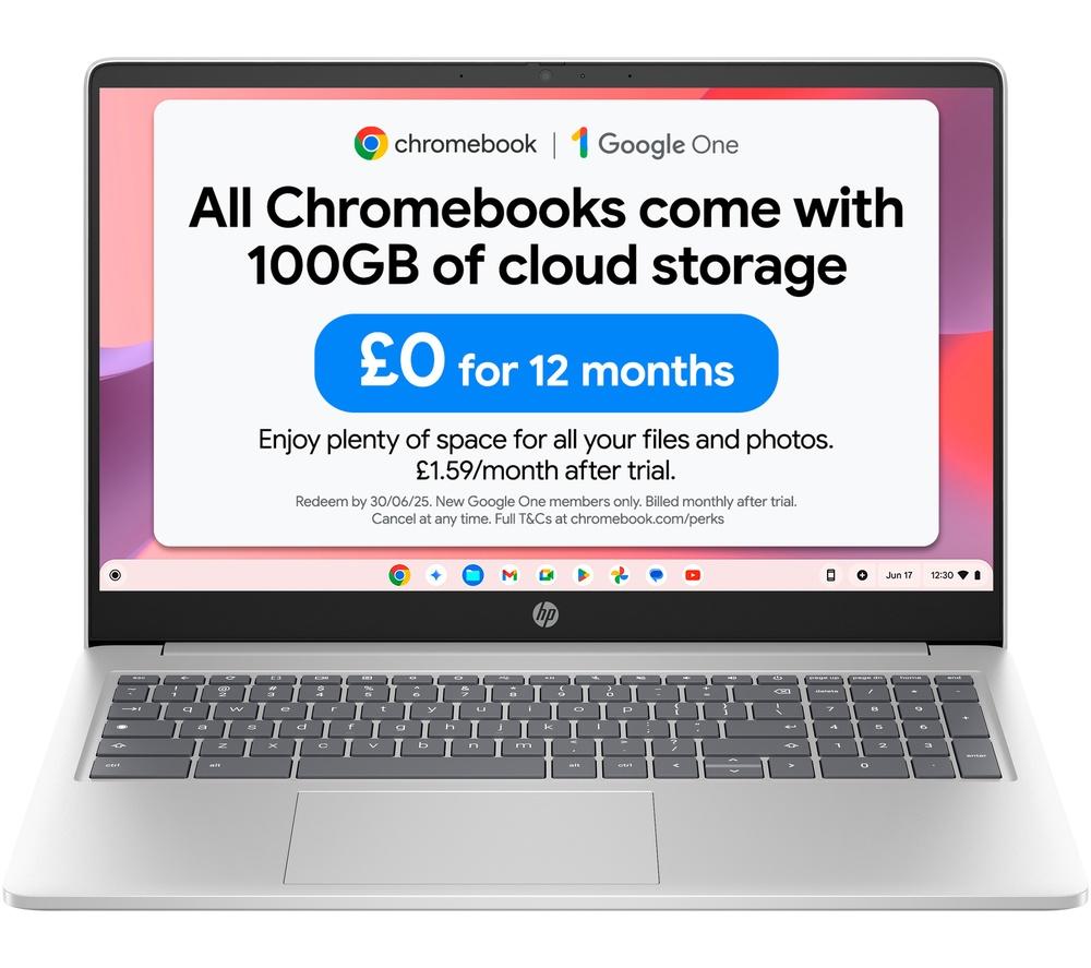 HP 15a-nb0503sa 15.6" Chromebook - Intel® N100, 128 GB UFS, Silver