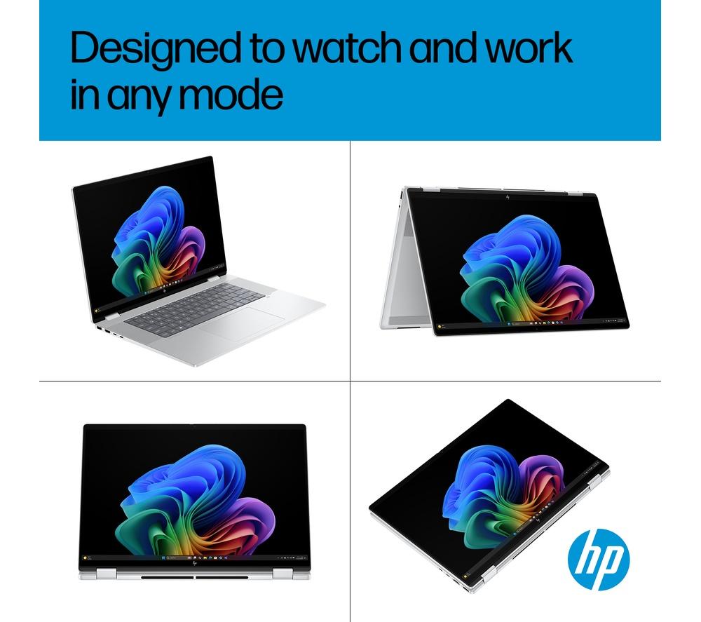 HP OmniBook X Flip NGAI Portátil 2 en 1 de 16", Copilot+ PC - Intel® Core™ Ultra 7, 1 TB SSD, Plata Glaciar