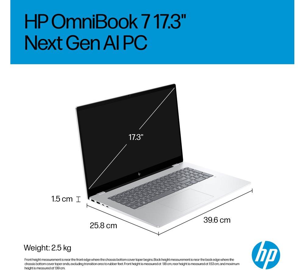 Portátil HP OmniBook 7 NGAI de 17,3" - Intel® Core™ Ultra 7, 1 TB SSD, 16 GB RAM, Plateado