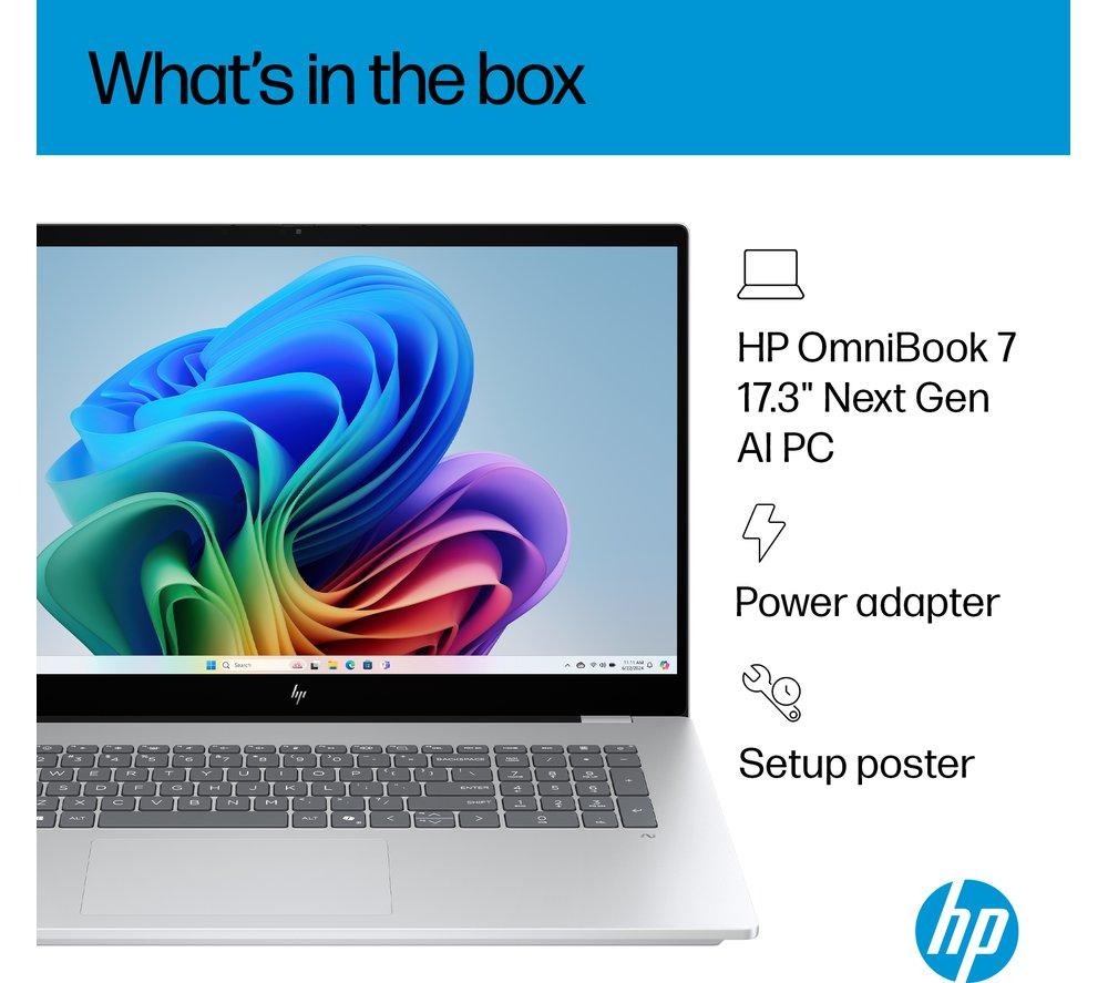 Portátil HP OmniBook 7 NGAI de 17,3" - Intel® Core™ Ultra 7, 1 TB SSD, 16 GB RAM, Plateado