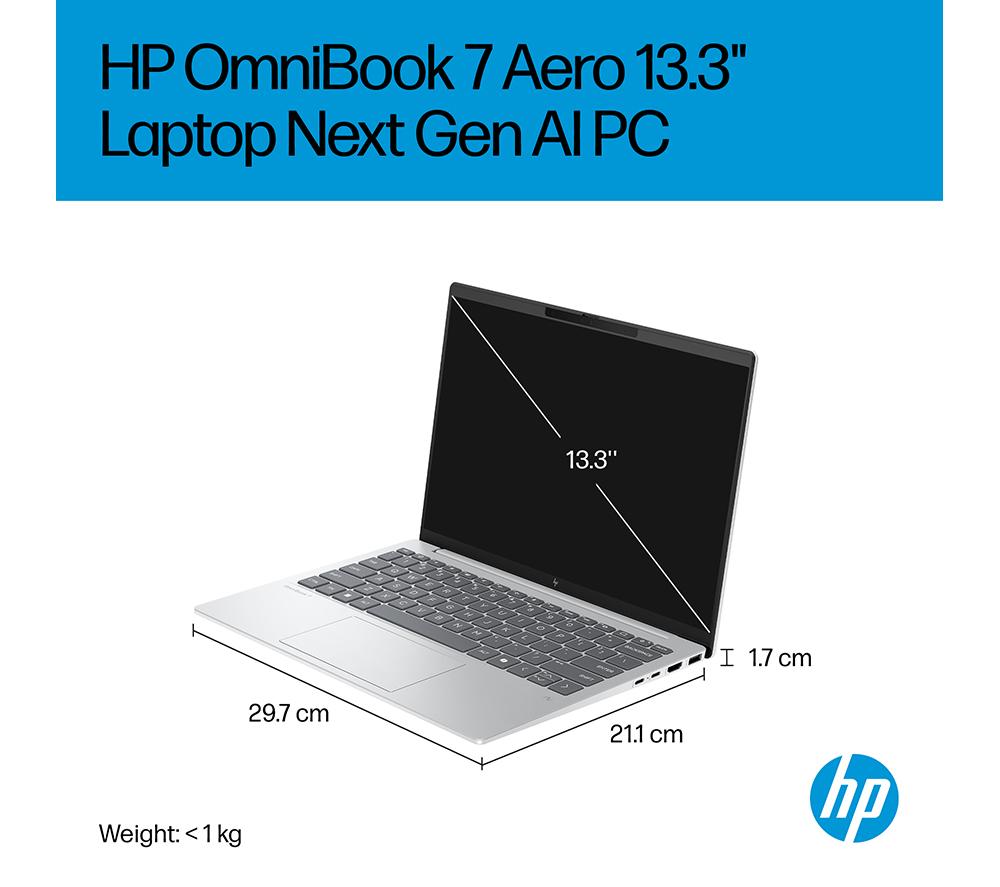 HP OmniBook 7 Aero 13.3" Laptop - AMD Ryzen AI 7, 1 TB SSD, Silver
