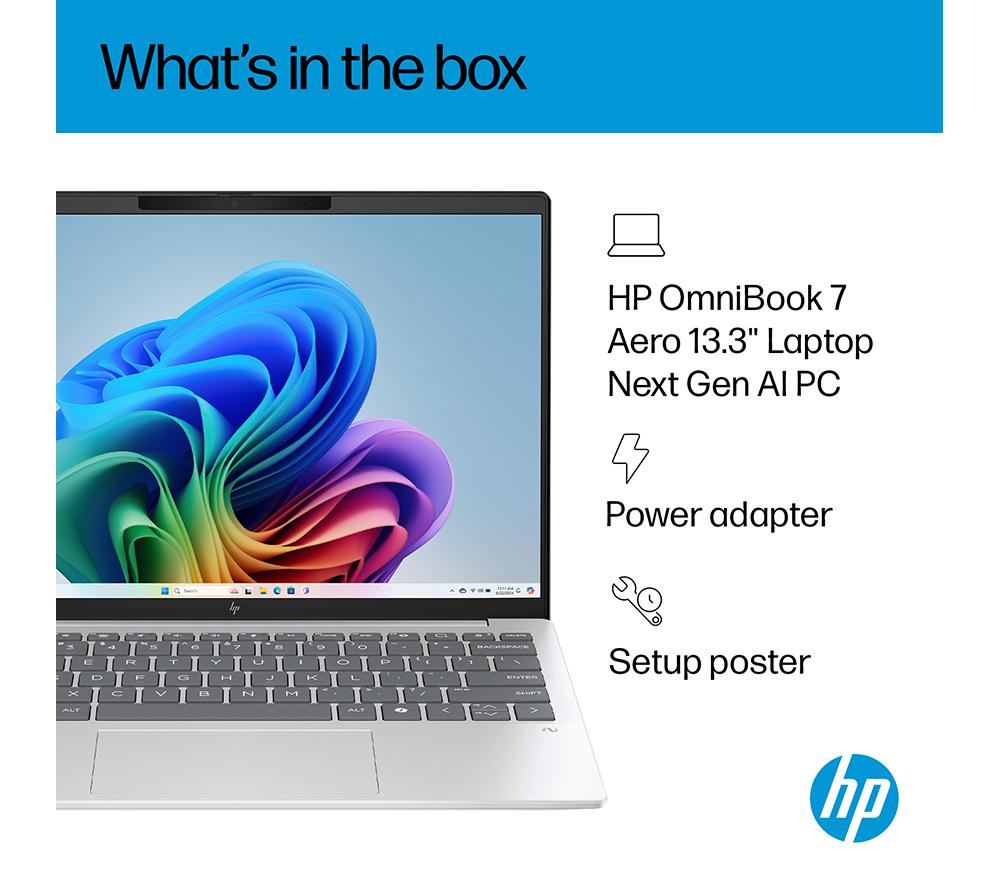 HP OmniBook 7 Aero 13.3" Laptop - AMD Ryzen AI 7, 1 TB SSD, Silver