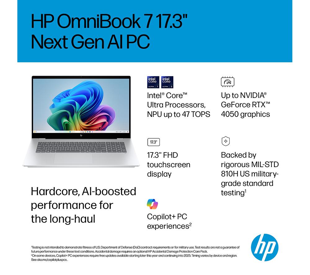 Portátil HP OmniBook 7 AI de 17" - Intel® Core™ Ultra 5, SSD de 512 GB, Plata