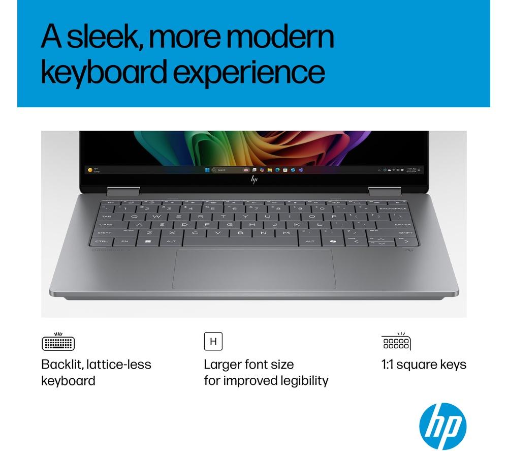 HP OmniBook X Flip NGAI 14" 2 in 1 Laptop - Intel® Core™ Ultra 7, 1 TB SSD, Meteor Silver