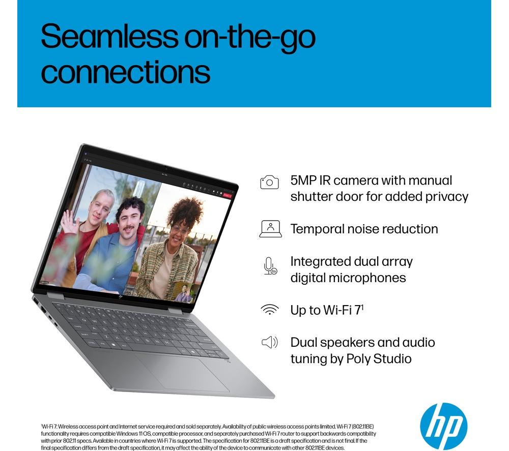 HP OmniBook X Flip NGAI 14" 2 in 1 Laptop - Intel® Core™ Ultra 7, 1 TB SSD, Meteor Silver