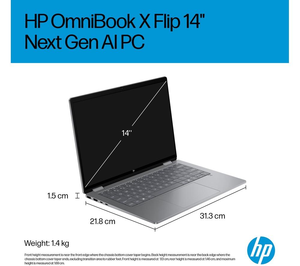 HP OmniBook X Flip NGAI 14" 2 in 1 Laptop - Intel® Core™ Ultra 7, 1 TB SSD, Meteor Silver