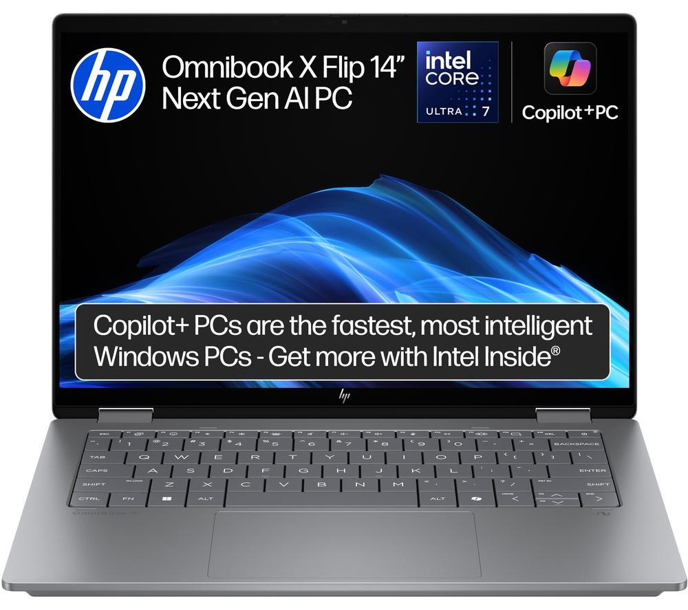 HP OmniBook X Flip NGAI 14" 2 in 1 Laptop - Intel® Core™ Ultra 7, 1 TB SSD, Meteor Silver