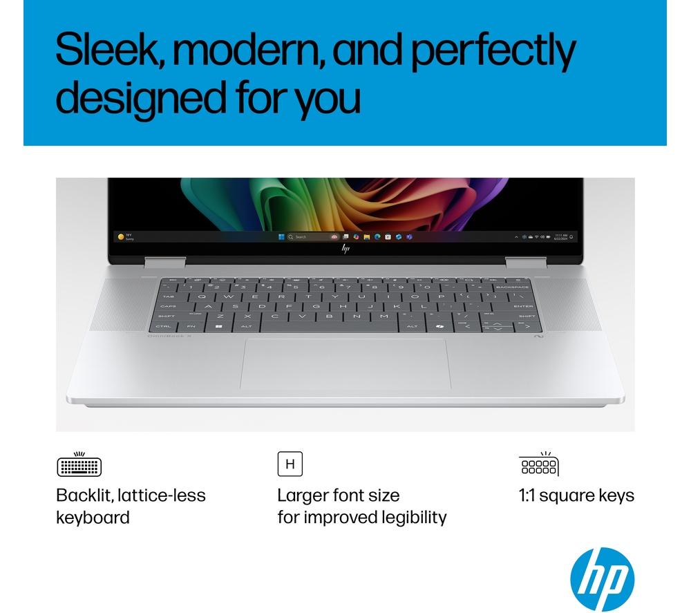 HP OmniBook X Flip NGAI 16" 2 in 1 Laptop - Intel® Core™ Ultra 5, 512 GB SSD, Glacier Silver