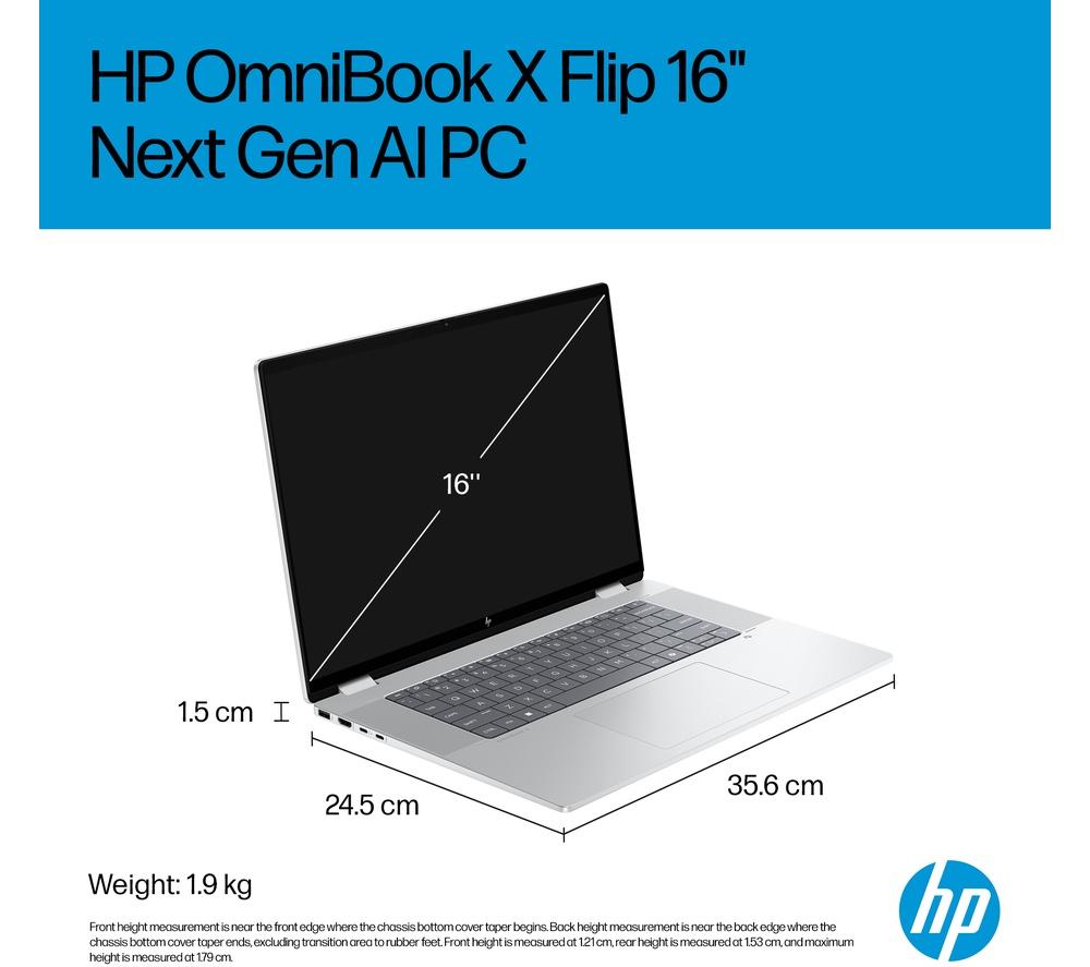 HP OmniBook X Flip NGAI 16" 2 in 1 Laptop - Intel® Core™ Ultra 5, 512 GB SSD, Glacier Silver