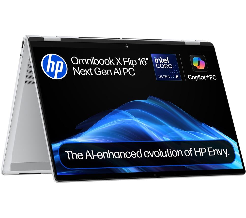 HP OmniBook X Flip NGAI 16" 2 in 1 Laptop - Intel® Core™ Ultra 5, 512 GB SSD, Glacier Silver