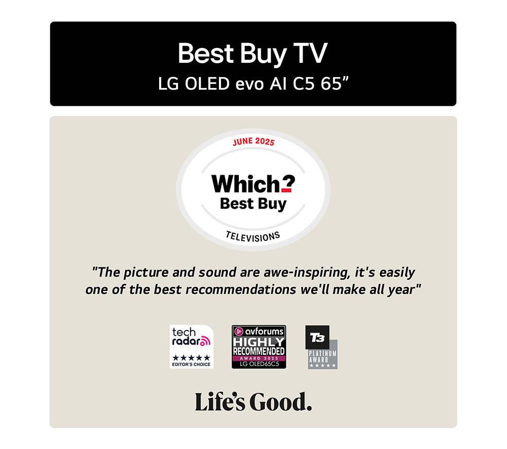 LG C5 65" OLED evo AI 4K HDR Smart TV 2025 - OLED65C54LA