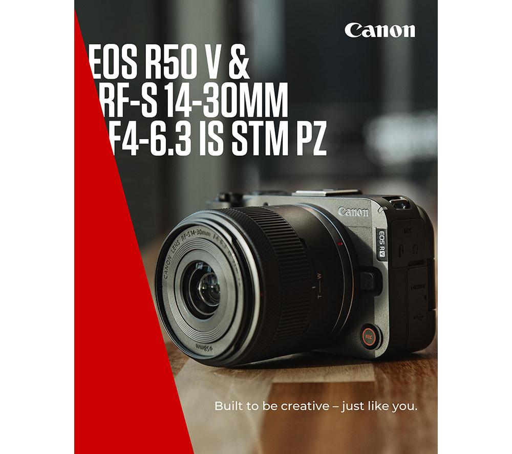 CANON EOS R50 V spiegellose Kamera mit RF-S 14-30 mm f/4-6.3 IS STM PZ Objektiv