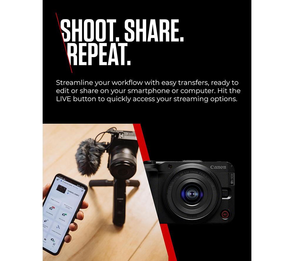 CANON EOS R50 V spiegellose Kamera mit RF-S 14-30 mm f/4-6.3 IS STM PZ Objektiv