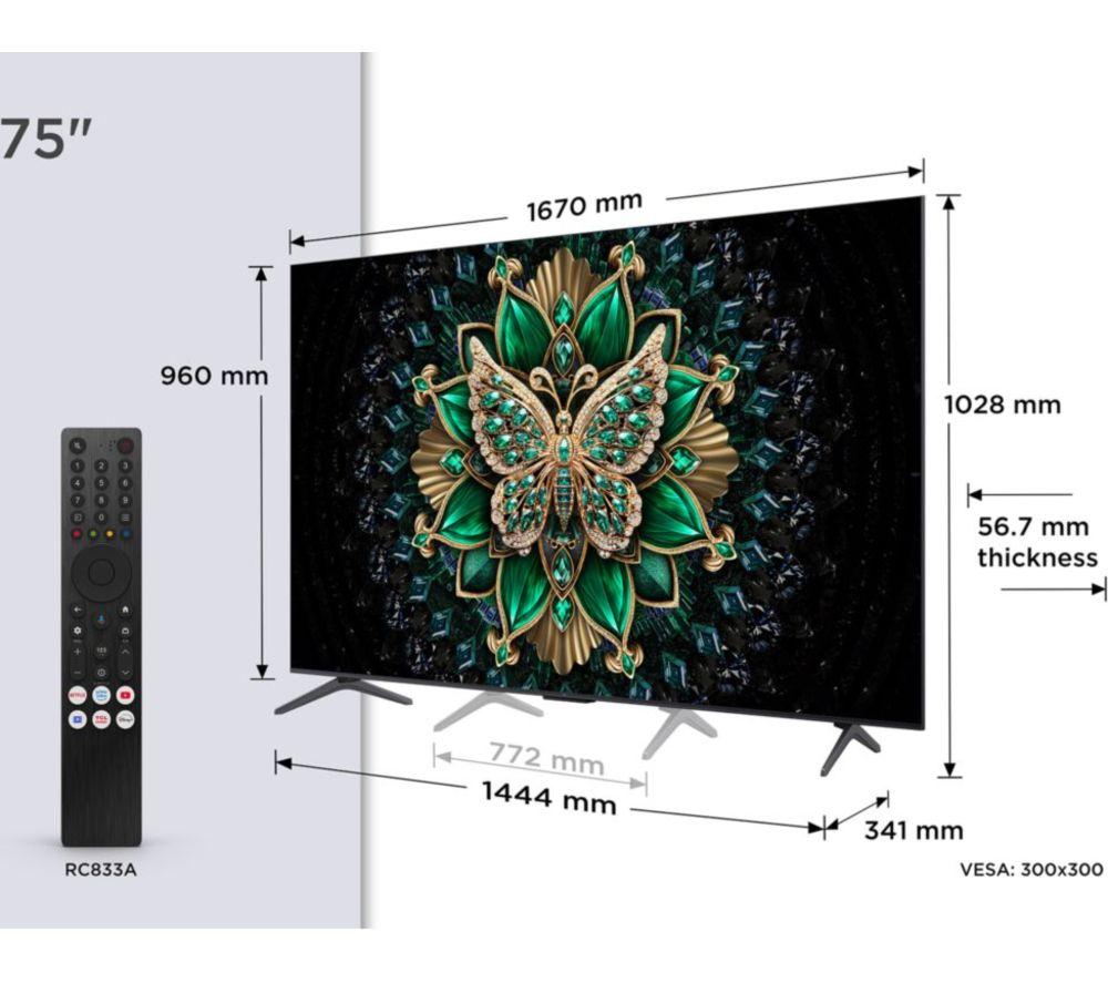 TCL C6K 75" QD-Mini LED 4K HDR Smart Google TV - 75C6K