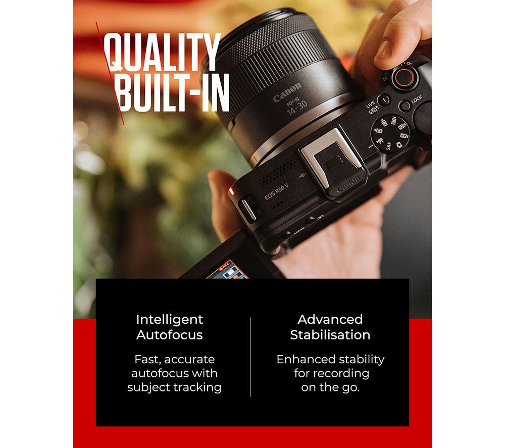 CANON EOS R50 V Mirrorless Camera Creator Kit with RF-S 14-30 mm f/4-6.3 IS STM PZ Lens