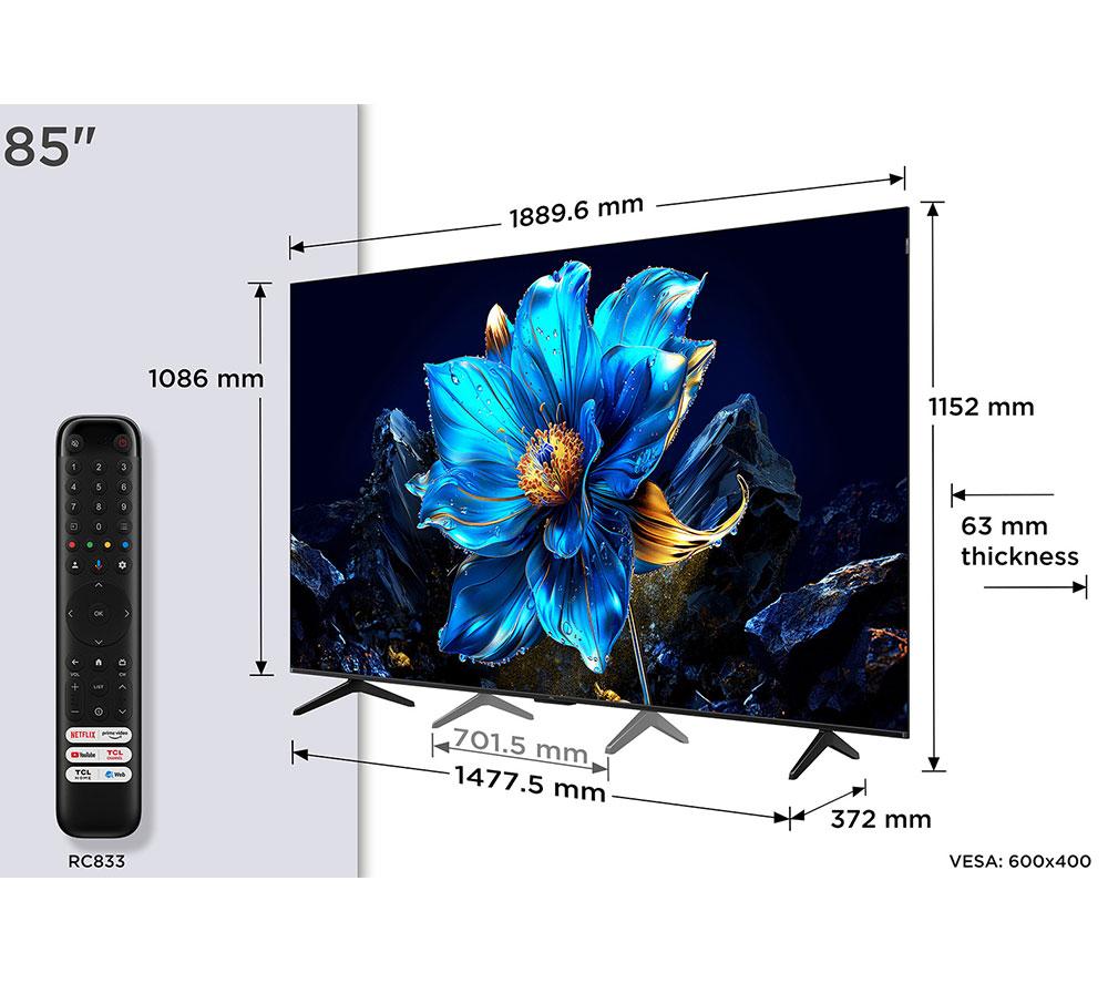 TCL 85P7K Smart TV QLED 4K Ultra HD HDR de 85"