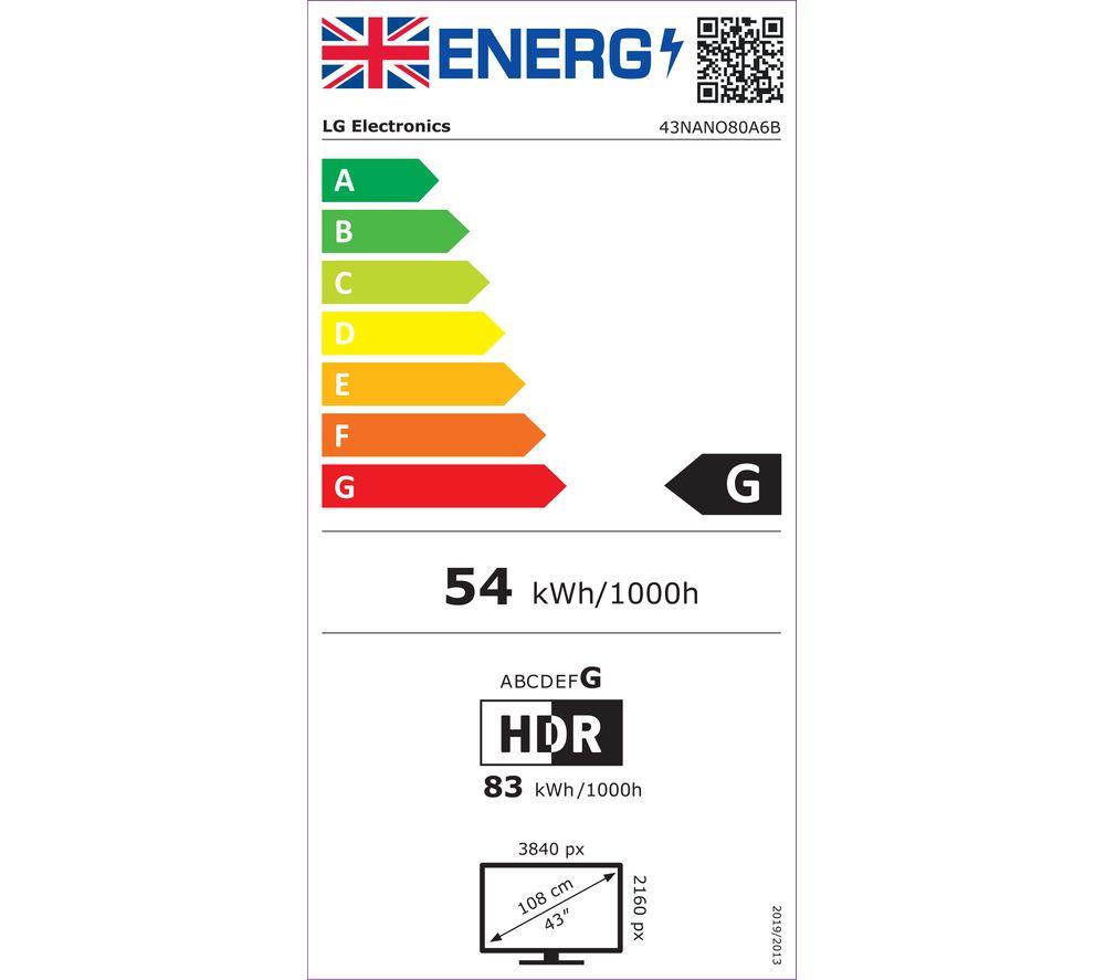 LG NANO80 43" NanoCell AI 4K HDR Smart TV 2025 - 43NANO80A6B