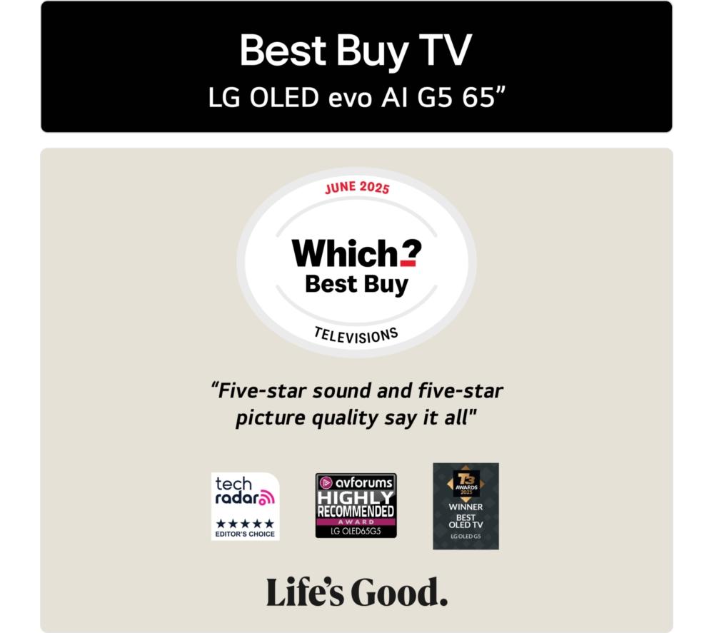 LG G5 65" OLED evo AI 4K HDR Smart TV 2025 (Stand Version) - OLED65G56LS
