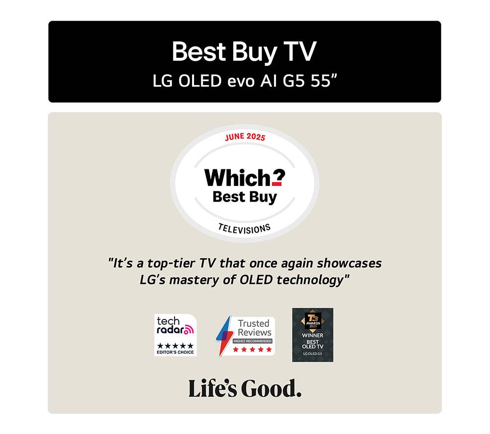 LG G5 55" OLED evo AI 4K HDR Smart TV 2025 (Stand Version) - OLED55G56LS