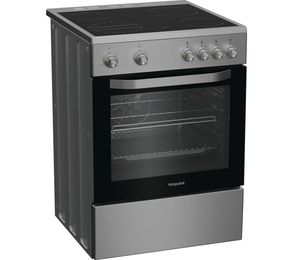 HOTPOINT Cocina eléctrica de cerámica Multiflow H6V5KMX/UK de 60 cm - Acero inoxidable