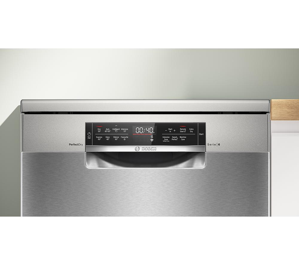 BOSCH Series 6 PerfectDry SMS6TCI02G Full-size WiFi-enabled Dishwasher - Brushed Steel
