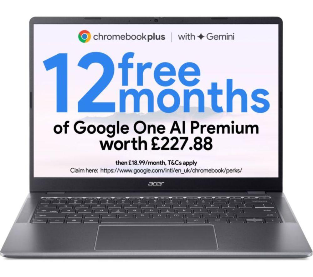 ACER 514 14" Chromebook Plus - Intel® Core™ 3, 128 GB eMMC, Grey