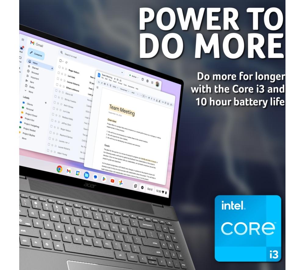 ACER 516 16" Chromebook Plus - Intel® Core™ i3, 128 GB UFS, Grey
