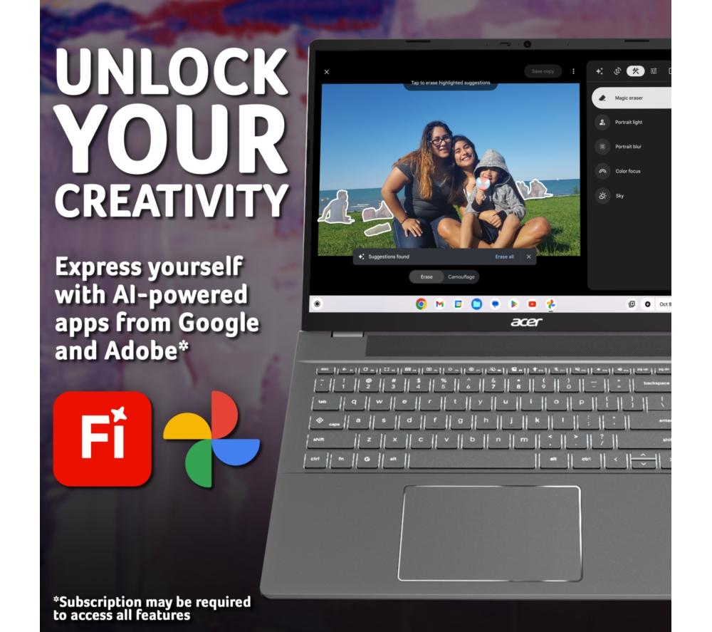 ACER 516 16" Chromebook Plus - Intel® Core™ i3, 128 GB UFS, Grey