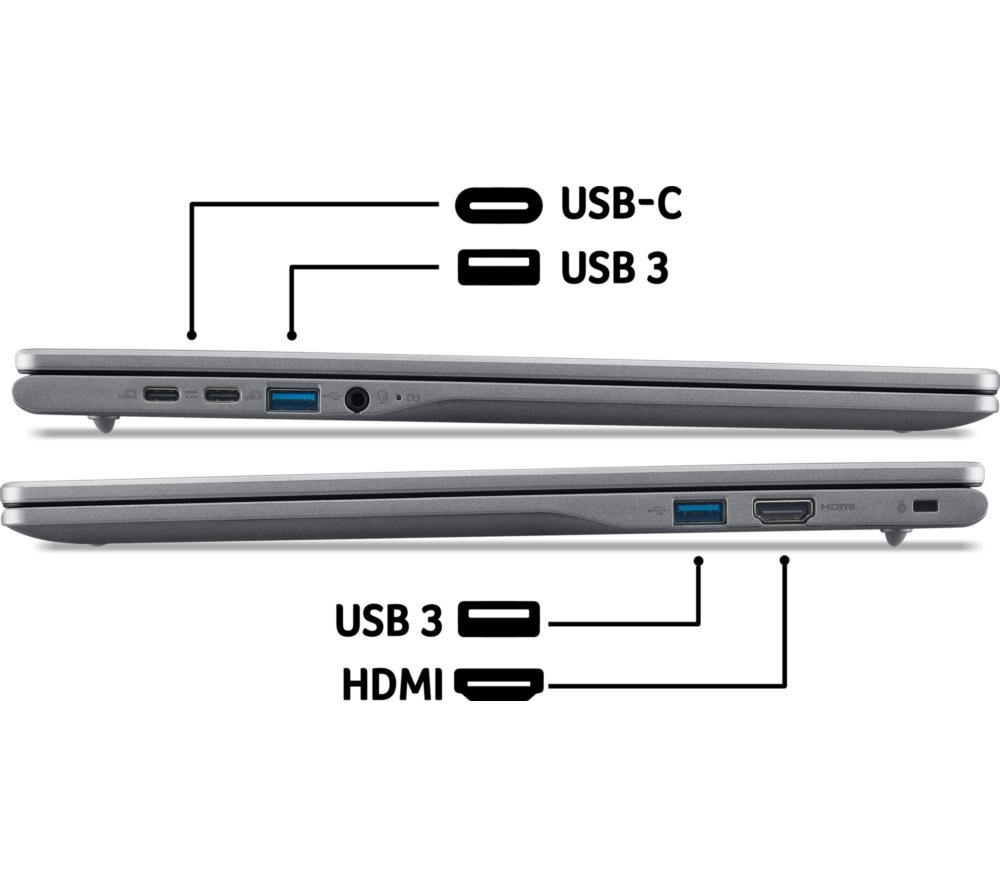 ACER 516 16" Chromebook Plus - Intel® Core™ i3, 128 GB UFS, Grey