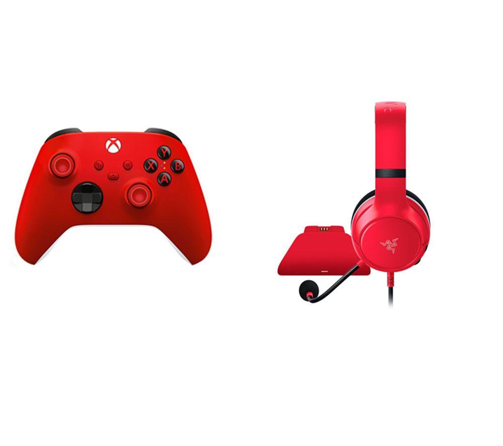 XBOX Wireless Controller & Essential Duo Xbox Headset & Charging Stand Bundle – Pulse Red