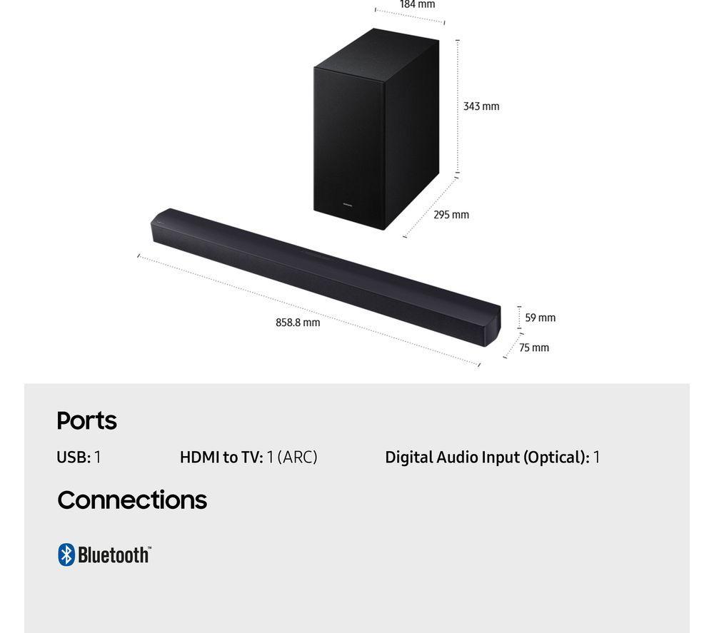SAMSUNG HW-B450F/XU 2.1 Wireless Sound Bar with DTS Virtual:X