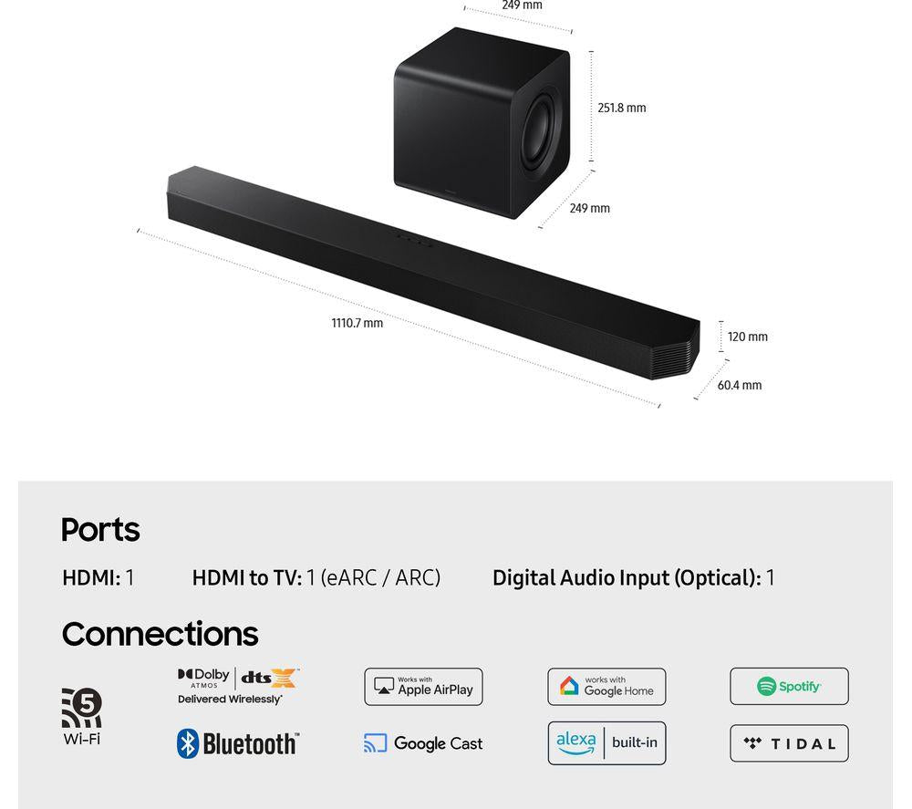 SAMSUNG HW-Q800F/XU 5.1.2 Wireless Sound Bar with Dolby Atmos & DTS Virtual:X