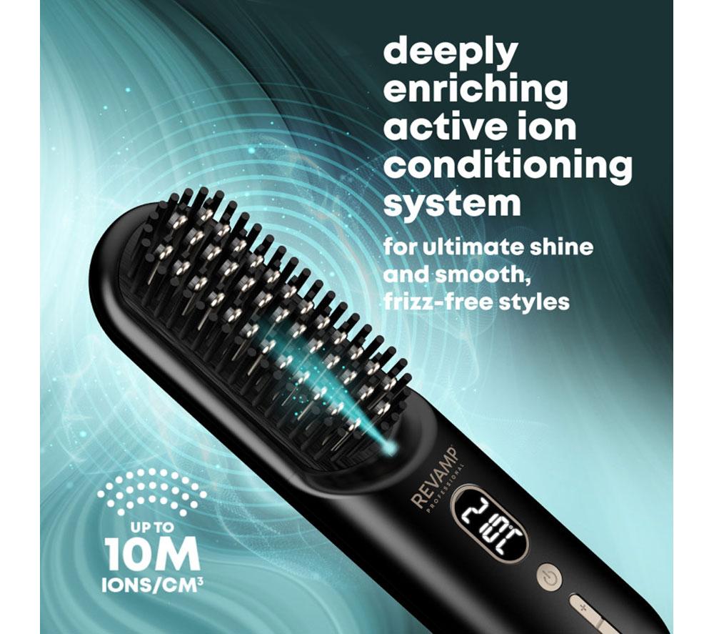 REVAMP Straight & Go Ionic Cordless Straightening & Smoothing Hot Brush - Black & Gold
