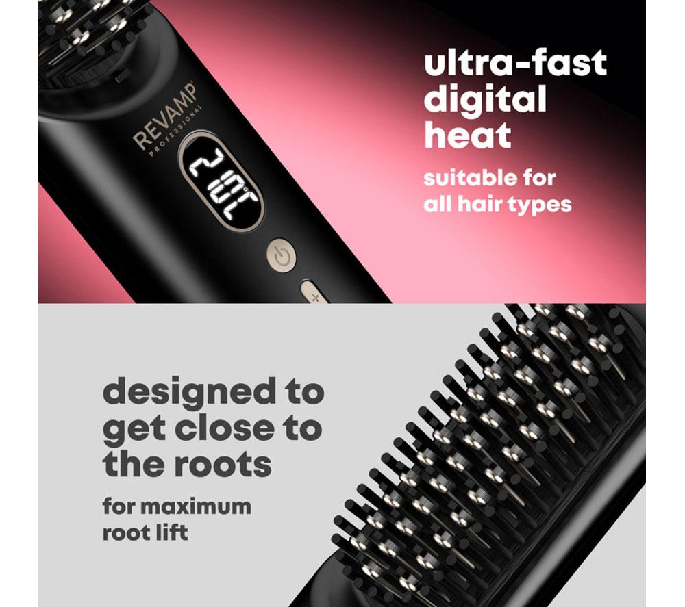 REVAMP Straight & Go Ionic Cordless Straightening & Smoothing Hot Brush - Black & Gold