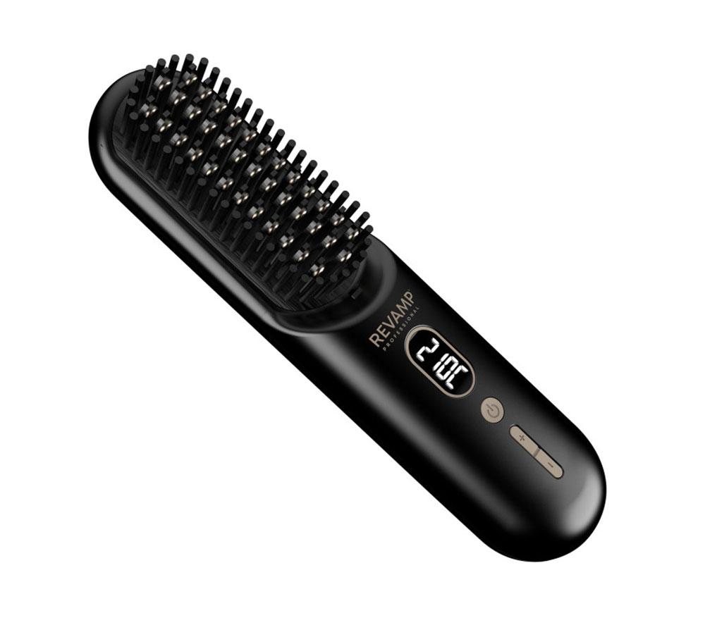 REVAMP Straight & Go Ionic Cordless Straightening & Smoothing Hot Brush - Black & Gold