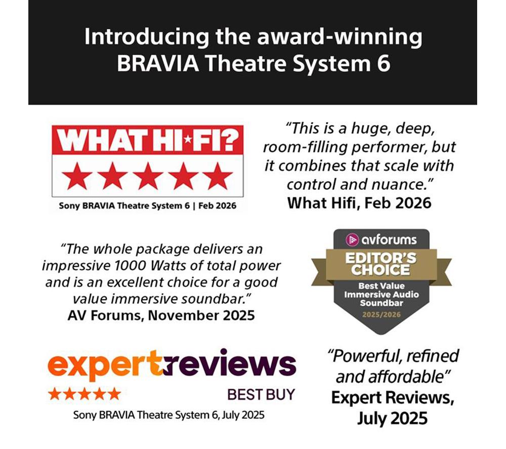 Sistema de cine en casa 5.1 SONY BRAVIA Theatre System 6 con Dolby Atmos y DTS Virtual:X