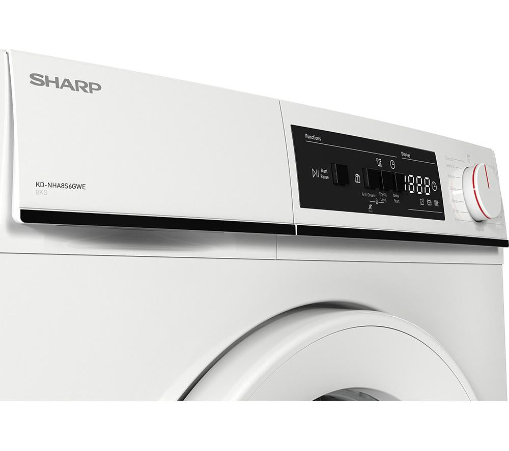 SHARP KD-NHA8S6GWE-EN 8 kg Heat Pump Tumble Dryer - White