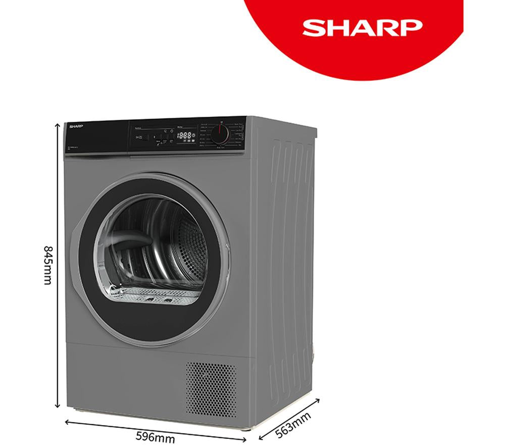 SHARP KD-NHA8S6GA1D-EN 8 kg Heat Pump Tumble Dryer - Dark Silver