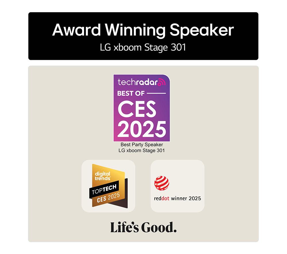 Altavoces para fiestas con megasonido Bluetooth LG Xboom Stage 301 - Negro
