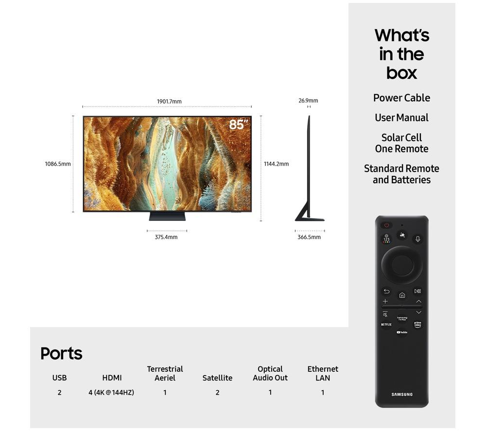 SAMSUNG QN70F 85" Neo QLED 4K Mini LED Vision AI Smart TV 2025 - QE85QN70F