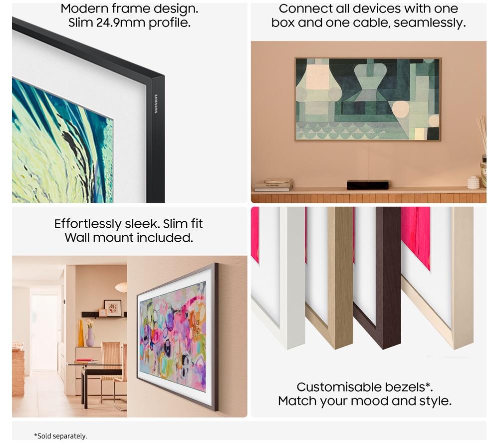 SAMSUNG The Frame (2025) 65" QLED 4K Art Mode Smart AI TV with Slim Fit Wall Mount - QE65LS03FA