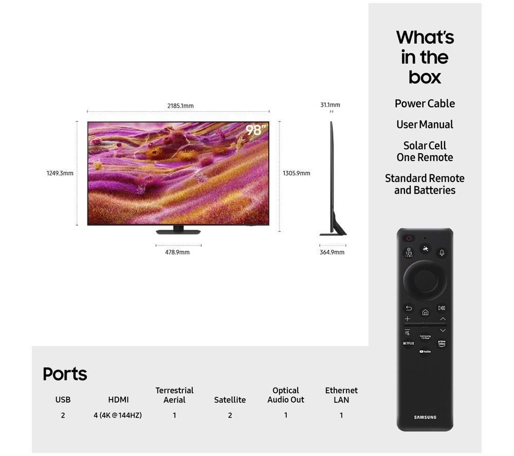 SAMSUNG QN90F TV Neo QLED 4K Mini LED Vision AI Smart TV de 98" 2025 - QE98QN90F
